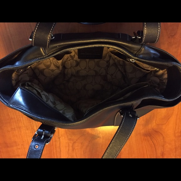 Coach black leather purse/ diaper bag. - Picture 3 of 6